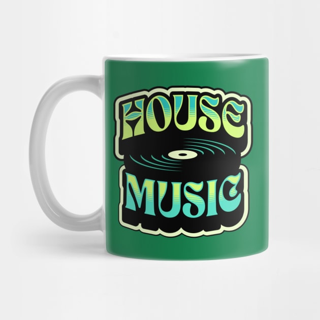 HOUSE MUSIC  - Groovy Vinyl (lime/blue) by DISCOTHREADZ 